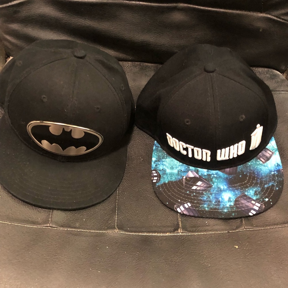 Batman & Dr Who Adjustable SnapBack Hats ( Lot of 2) Gently Used